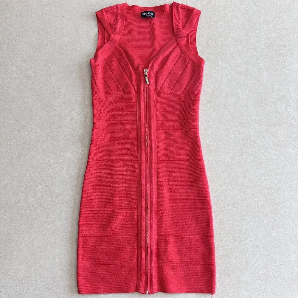 Bebe Deep V Zipper Bodycon Dress ASO Isabelle Lightwood